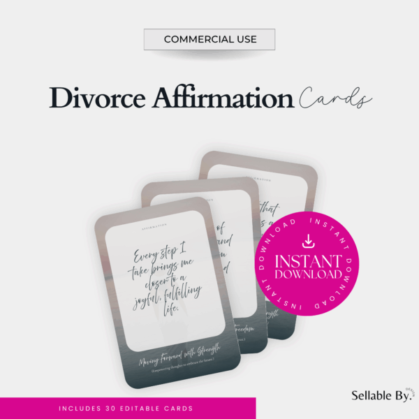 Divorce affirmation cards (30-Pack – Editable)